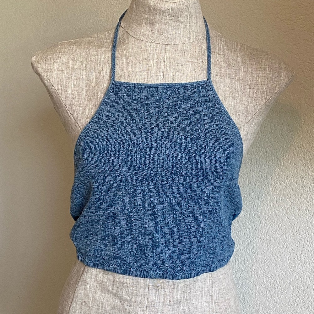 Hollister - jean blue halter crop top